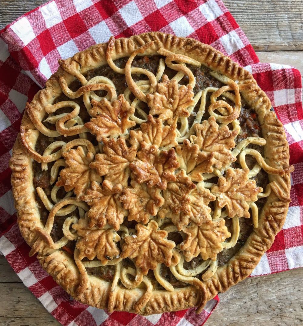 French Canadian Tourtiere, classic pork meat pie with spices