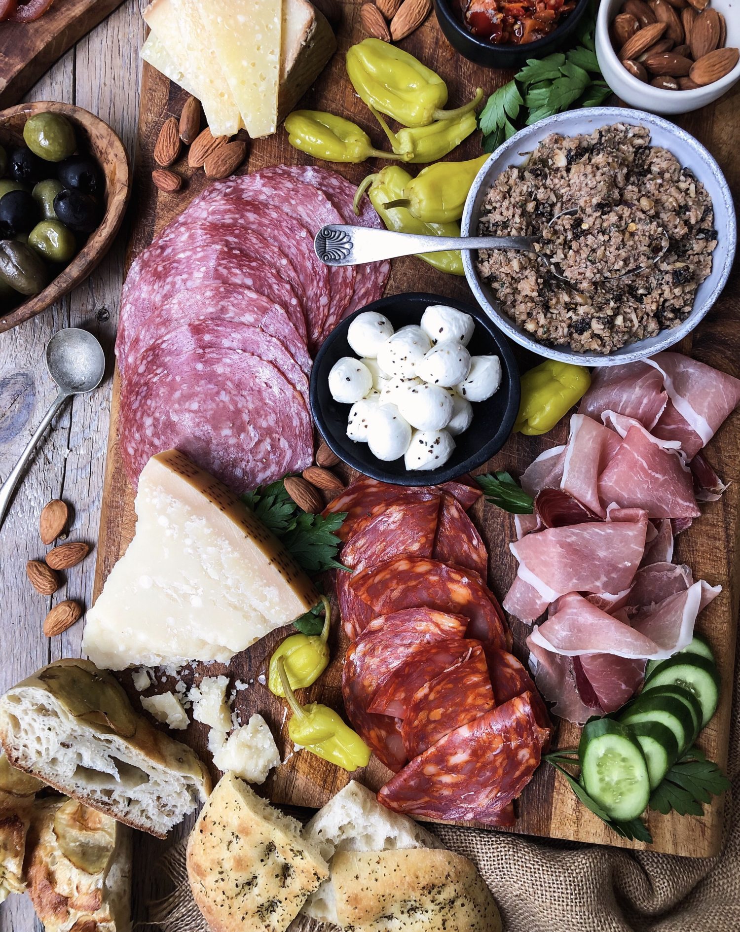 Mediterranean Charcuterie Board with Walnut Pesto