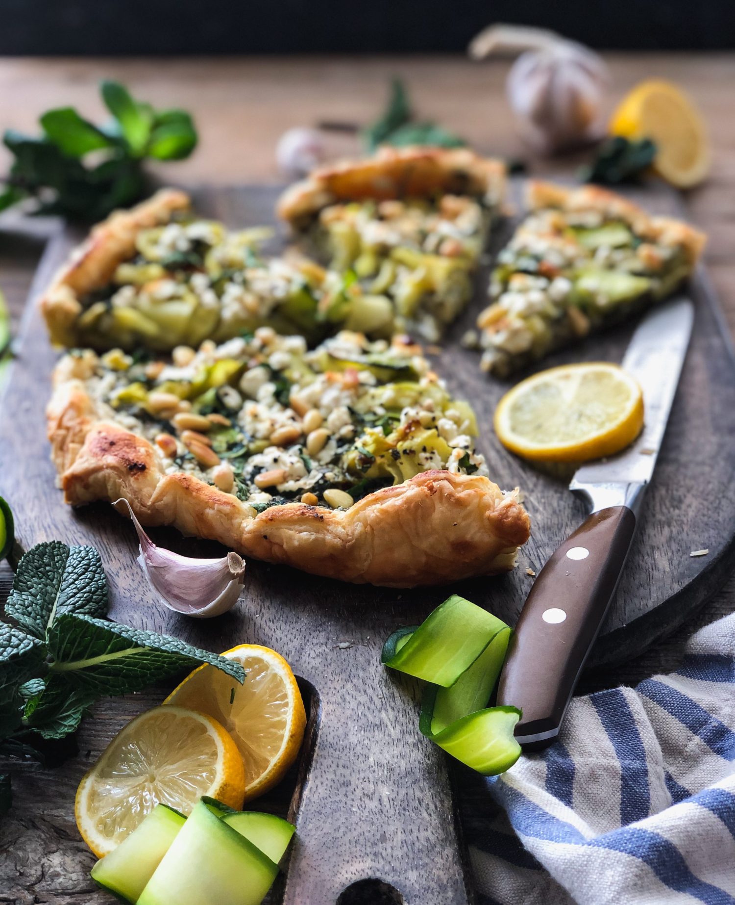 Zucchini, Feta and Mint Tart with Pine Nuts